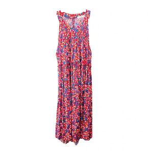 NWOT Easel women’s summer floral halter midi dress wedding guest SZ S red blue